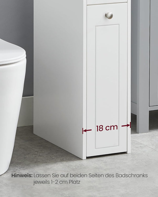 Badezimmerschrank schmal mit Schubladen weiss