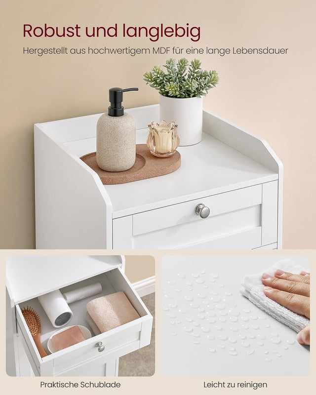 Badschrank mit Wäschekorb wolkenweiss