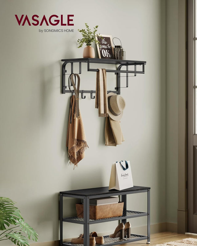 Wandgarderobe mit Ablage Haken Anthrazitgrau von Songmics