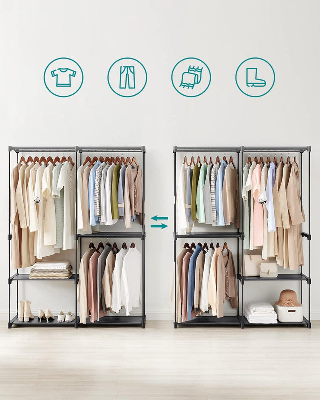 Kleiderschrank offen mit Hängefächern tintenschwarz