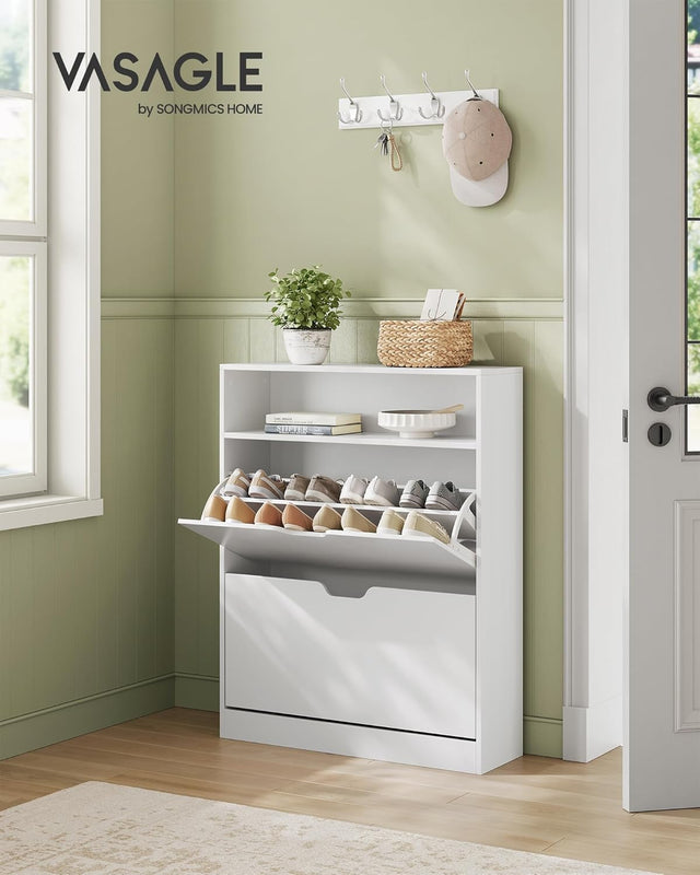 Schuhschrank mit verstellbarer Trennwand Weiss