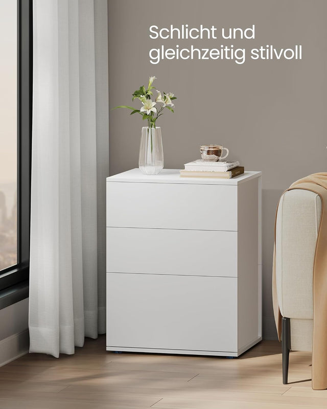 Nachttisch Beistelltisch 3 Schubladen Mattweiss