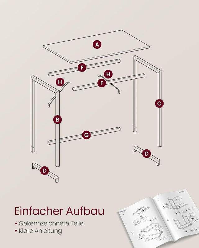 Computertisch Bürotisch 100x50x76cm Kamelbraun Tintenschwarz von Songmics