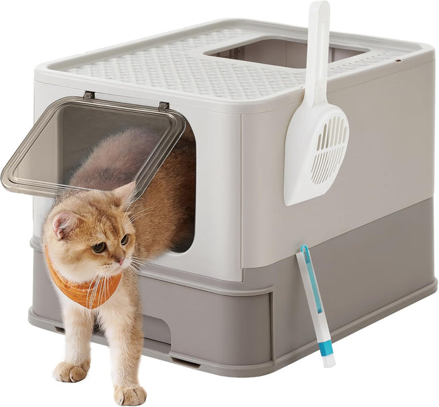 Katzentoilette mit Deckel auslaufsicher Haferflockenfarben