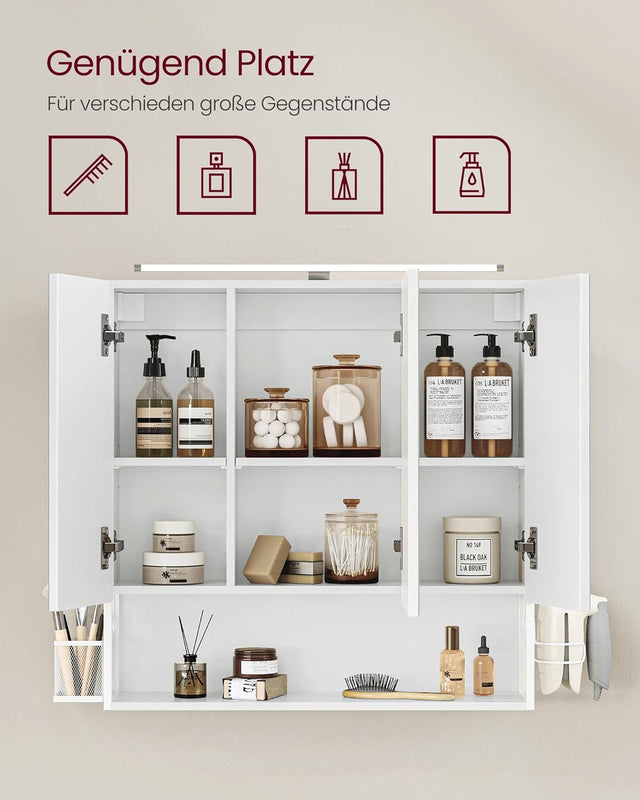 Badezimmerschrank Spiegelschrank LED Beleuchtung Wolkenweiss