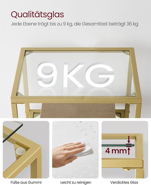 Regal mit 4 Ablagen Goldfarben