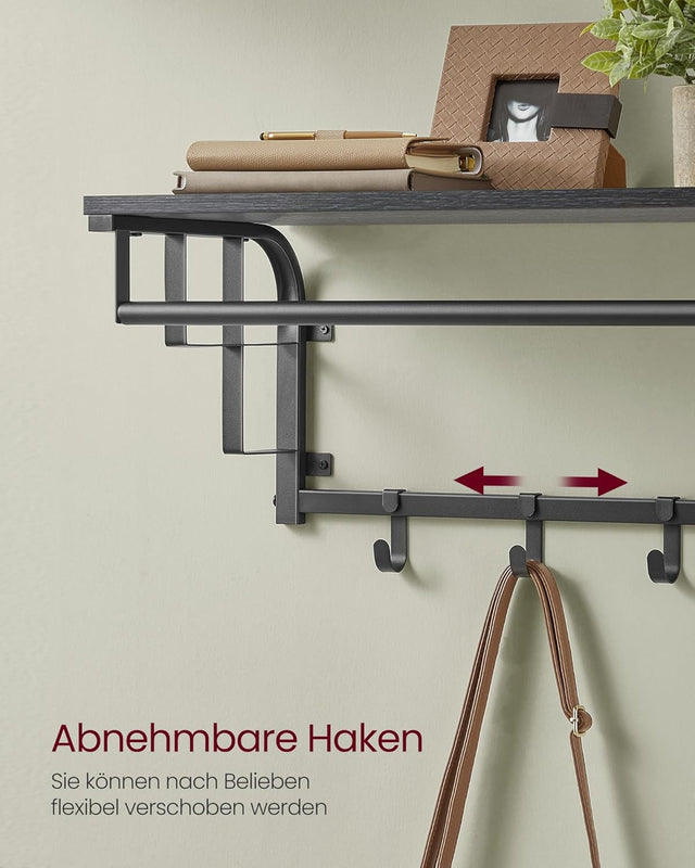 Wandgarderobe mit Ablage Haken Anthrazitgrau von Songmics