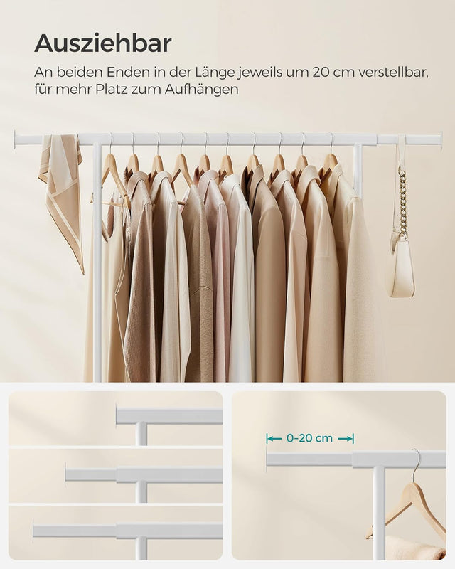 Kleiderständer Schwerlast Ausziehbar Transportabel 100kg Weiss von Songmics