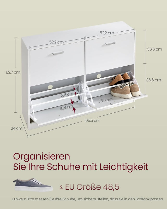 Schuhschrank Klappen Verstellbar Schuhregal Schneeweiss