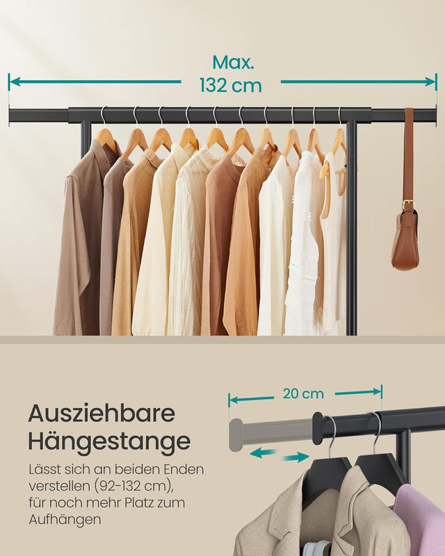 Kleiderständer Schwerlast transportabel ausziehbar schwarz von Songmics