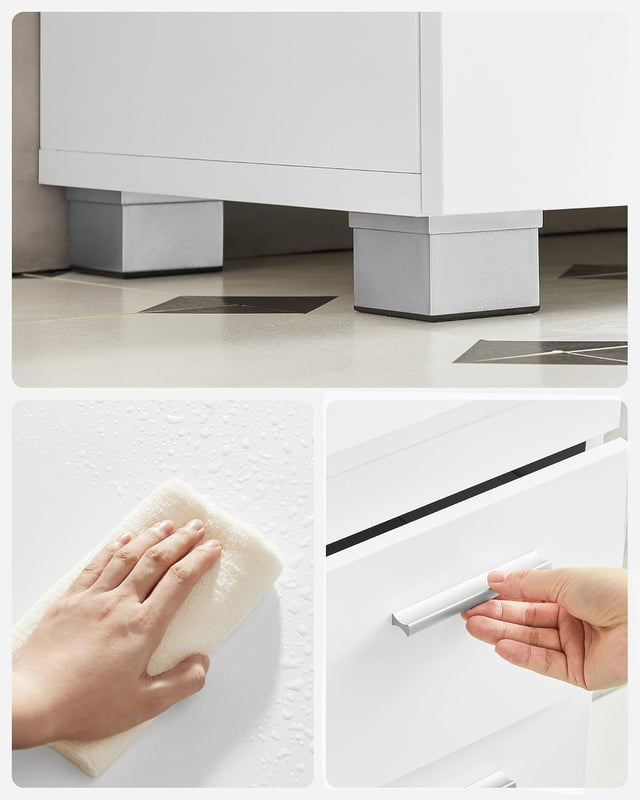 Waschbeckenunterschrank mit Schubladen wolkenweiss von Songmics