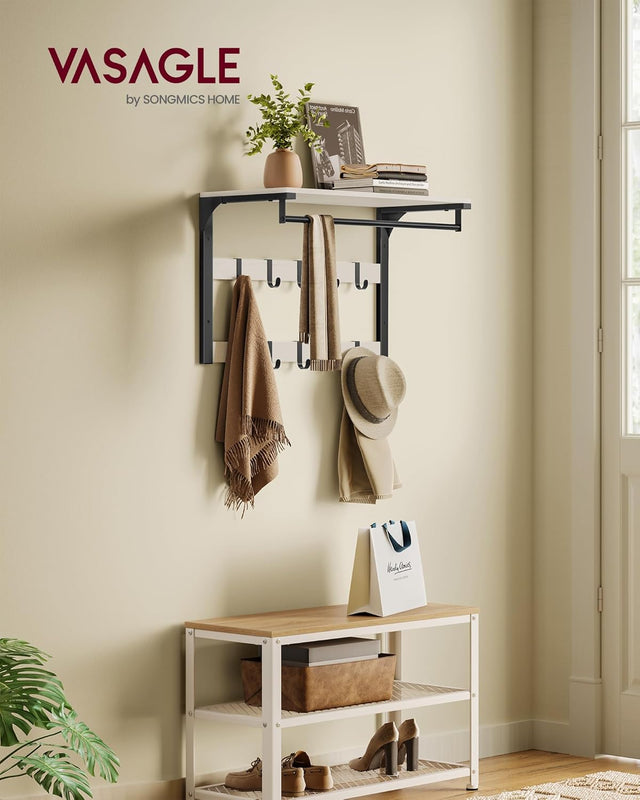 Wandgarderobe mit Ablage vintageweiss-schwarz von Songmics