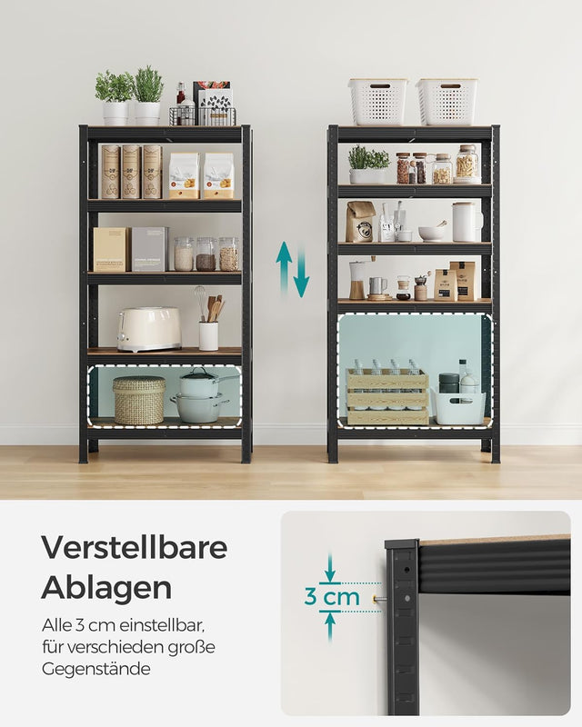 Standregal Industrie-Design mit 5 Ablagen, bis 650 kg belastbar, vintagebraun-schwarz von Songmics