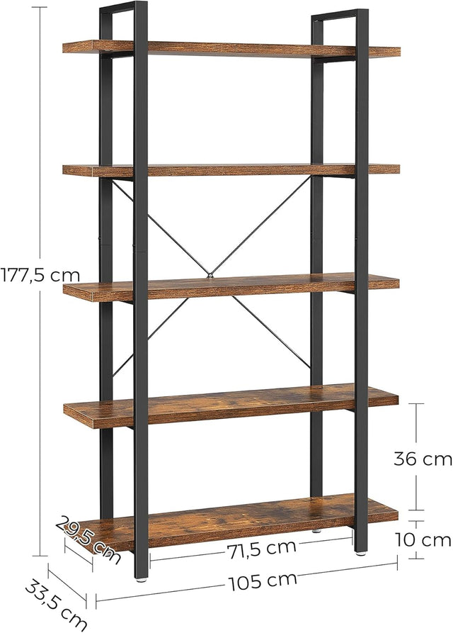 Bücherregal Standregal Vintage Design Braun Schwarz von Songmics
