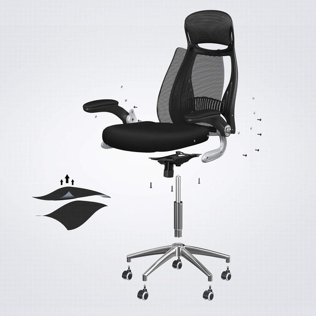 Bürostuhl mit Kopfstütze und Wippfunktion Schwarz