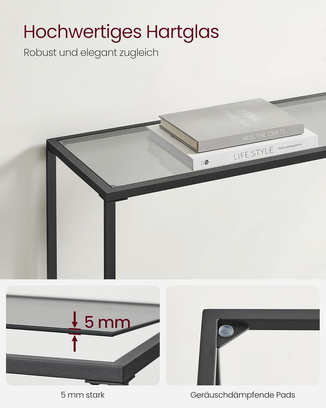 Konsolentisch mit Hartglasoberfläche tintenschwarz