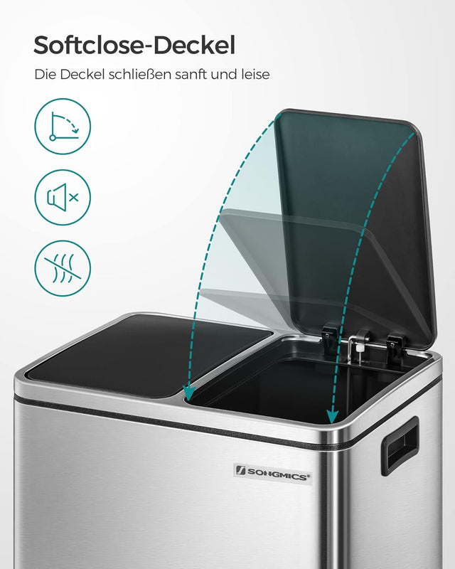 Mülleimer Küche Mülltrennsystem Softclose Metallicsilber