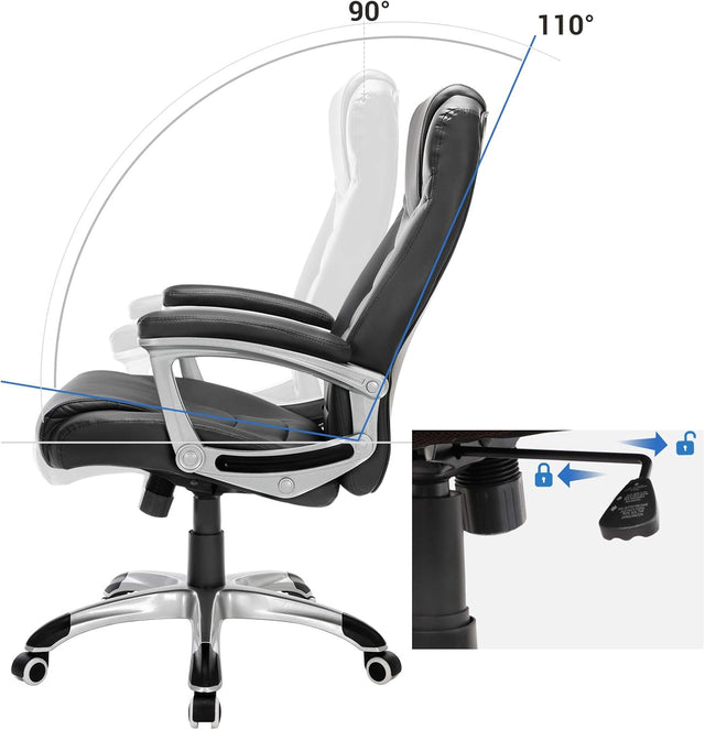 Bürostuhl Ergonomisch Höhenverstellbar Stabil Schwarz von Songmics
