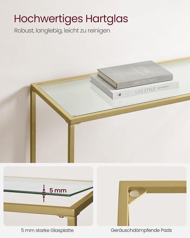 Konsolentisch Hartglas Modern Verstellbar Wohnzimmer Gold