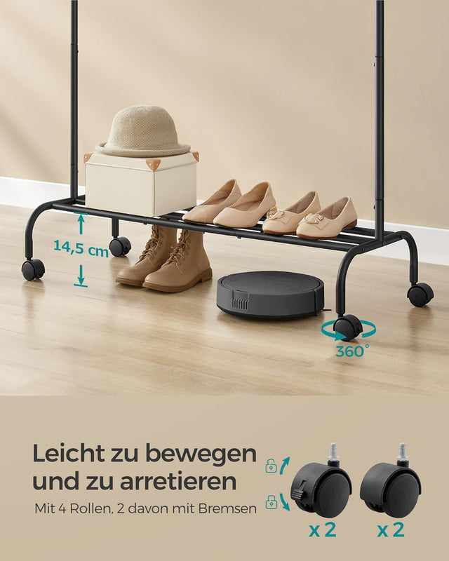 Kleiderständer Rollen Stahlrohre 50kg Schwarz von Songmics