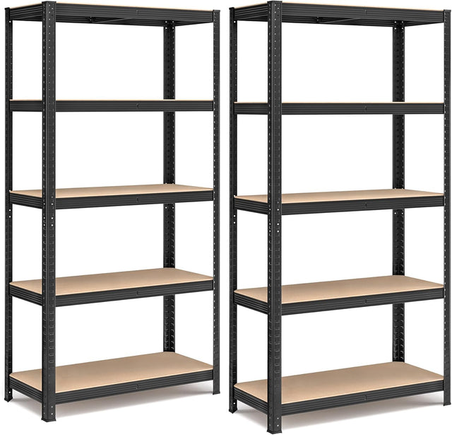 Schwerlastregale Stahlgestell Verstellbare Ablagen, 40 x 90 x 180 cm, Schwarz