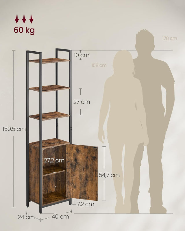 Bücherregal mit Türen, vintagebraun-tintenschwarz