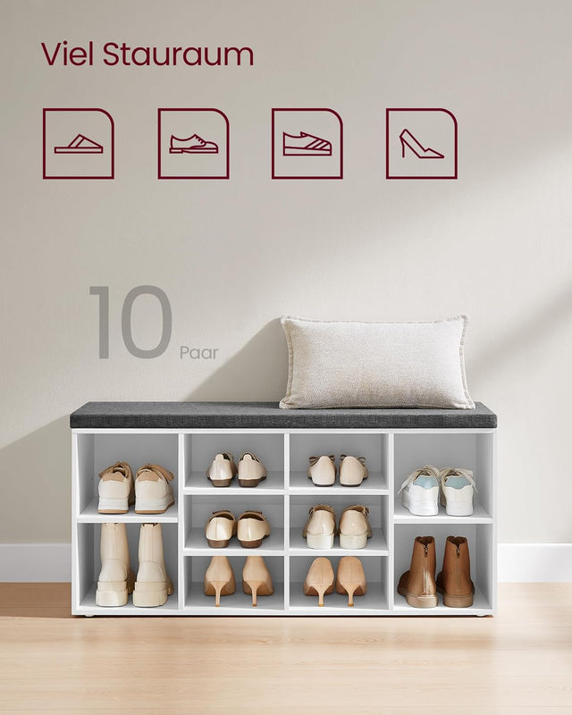 Schuhbank Stauraum Sitzfläche Verstellbar Weiss Grau