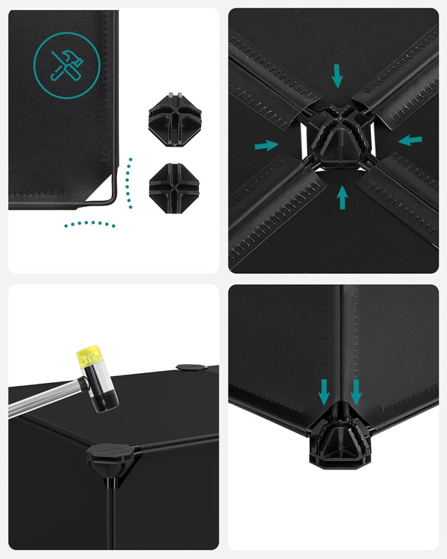 Schuhregal Steckregal DIY-Regal mit Tür Schwarz von Songmics