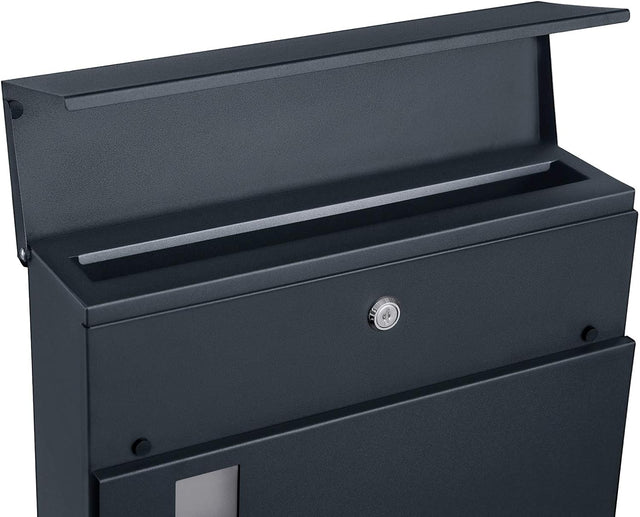 Briefkasten XXL mit Zeitungsfach abschliessbar Anthrazit