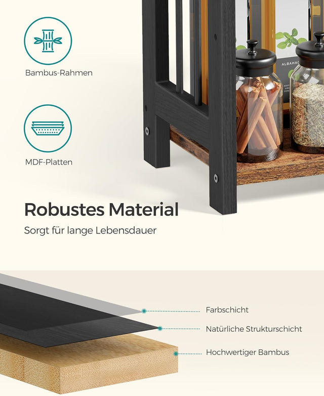 Gewürzregal Bambus 3 Ebenen vintagebraun-schwarz
