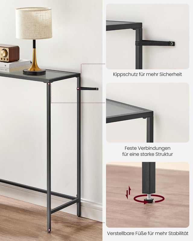 Konsolentisch mit Hartglasoberfläche tintenschwarz