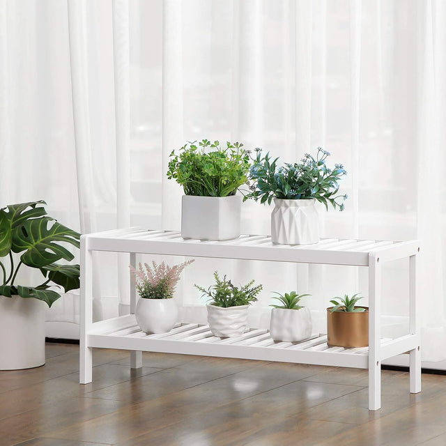 Schuhregal Bambus 2 Ebenen Weiss von guteszeug.ch