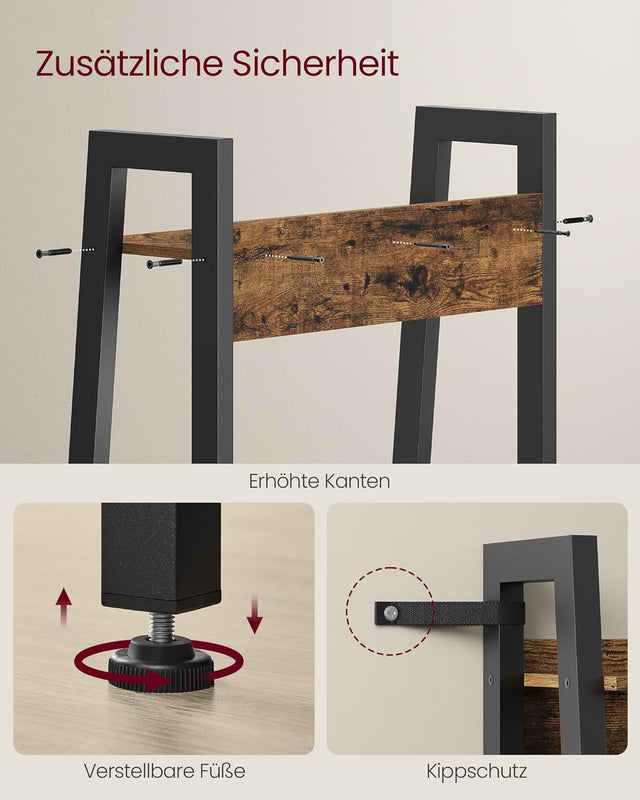 Bücherregal mit 4 Ebenen Industriestil Braun