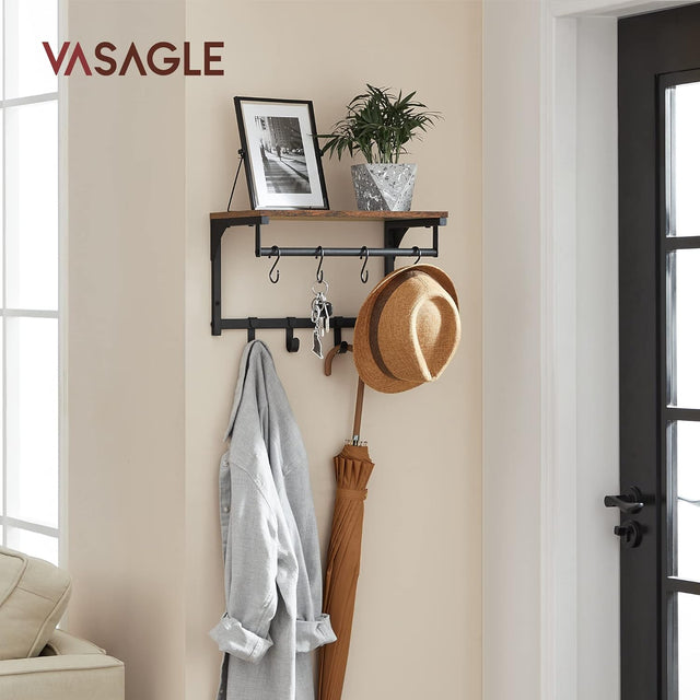 Wandgarderobe mit Regal rustikales Braun von Songmics