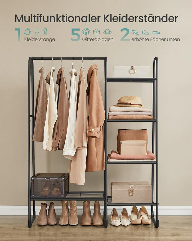 Kleiderständer Metallrahmen 5 Ablagen Tintenschwarz von Songmics
