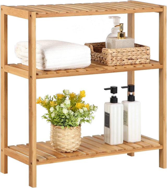 Badezimmerregal Bambus 3 Ebenen Naturbeige