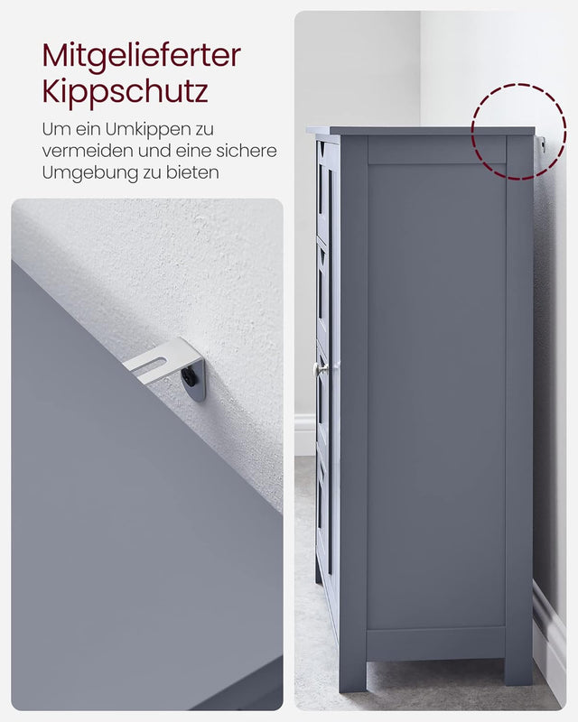 Badezimmerschrank mit 4 Schubladen und Tür Grau