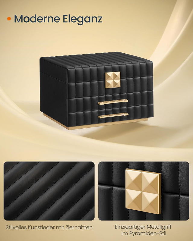 Schmuckkästchen mit Spiegel, tintenschwarz