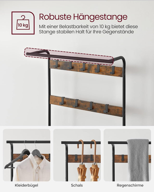 Kleiderständer mit Schuhregal rustikales Braun