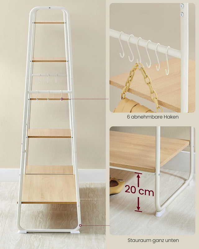 Kleiderständer mit Schuhablage Eichenfarben-Mattweiss