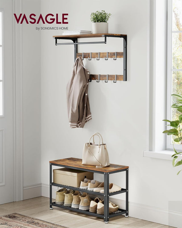 Schuhbank Metallgestell Industrie-Design vintagebraun von Songmics