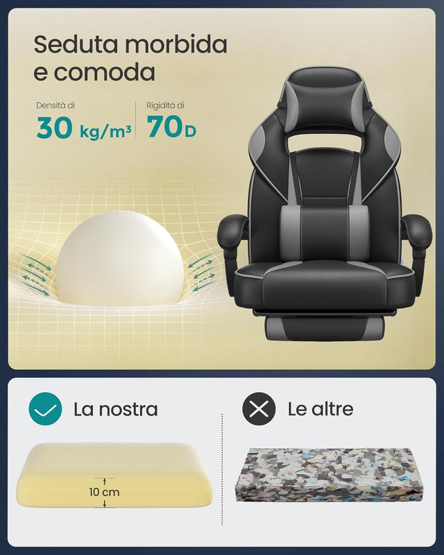 Bürostuhl Ergonomisch Höhenverstellbar Neigbar Tintenschwarz von Songmics