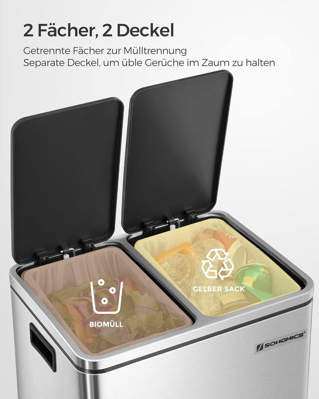 Mülleimer Küche Mülltrennsystem Softclose Metallicsilber