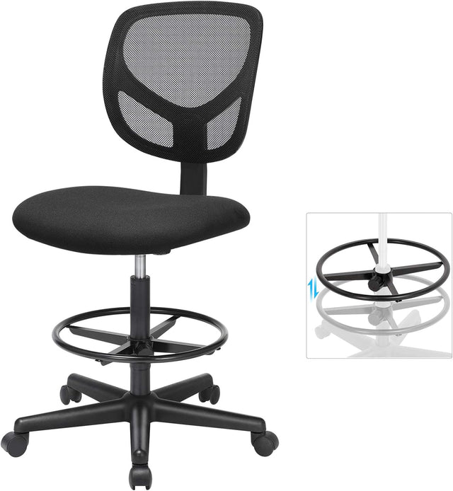 Bürostuhl Höhenverstellbar Ergonomisch Drehbar Stoff Schwarz von Songmics