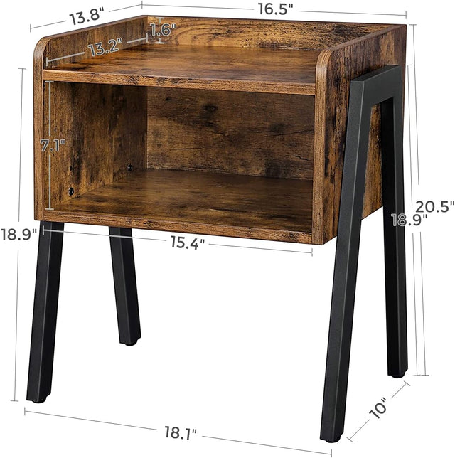 Nachttisch Industrie-Design mit Fach Vintagebraun