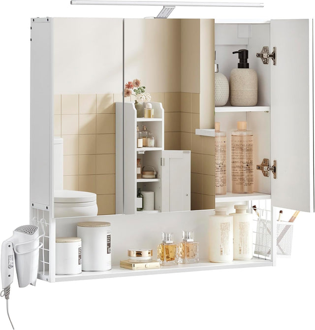 Badezimmerschrank Spiegelschrank LED Beleuchtung Wolkenweiss