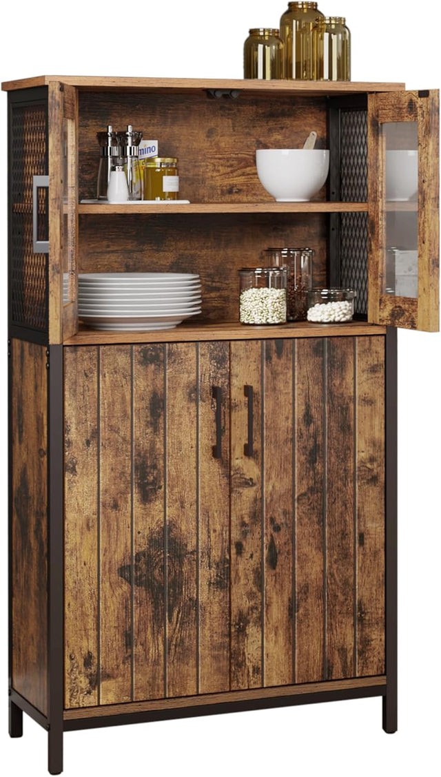 Badezimmerschrank Industriestil mit Stahlgestell Vintagebraun-Schwarz