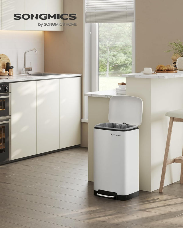 Mülleimer Küche 30L Stahl Weiss