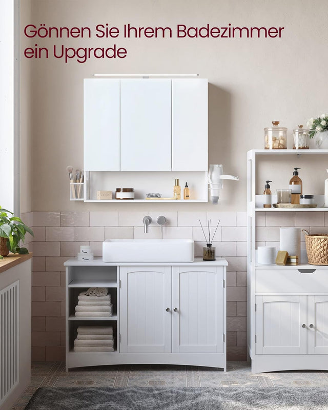 Badezimmerschrank Spiegelschrank LED Beleuchtung Wolkenweiss