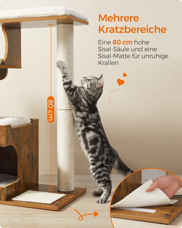 Kratzbaum mit Höhle und Liegeflächen vintagebraun